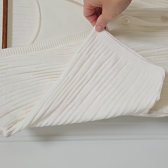 Alfred Dunner Cream Knit Cardigan and Top Set - Picture 7 of 8